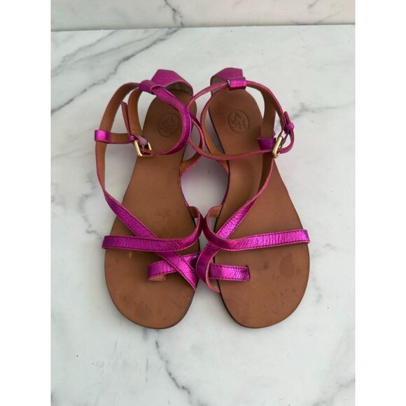 ASH Metallic Pink Leather Wedges Sandals Size 38 / US 8 - Picture 5 of 5